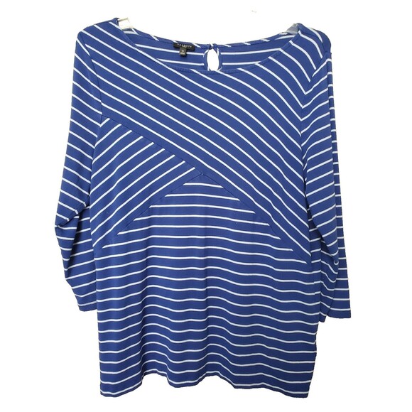 Talbots Woman Rayon/Spandex Blue Mixed Stripe Jersey Knit Tunic Size 1X - Picture 1 of 6
